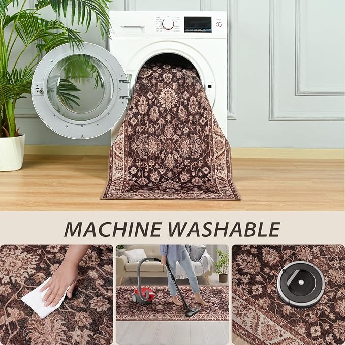 Washable Runner Rug, 2x6Ft Floral Runners - Image 3