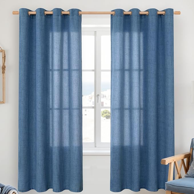 YoungsTex Navy Blue Linen Curtains 72 Inch Length by YoungsTex
