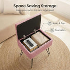 Vanity Stool Chair, Faux Teddy Fur Ottoman Foot Stool - Image 4