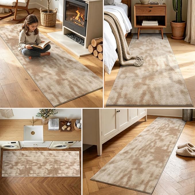 2x8 Tie-dye Beige Runner Rug Washable Non-Slip - Image 3
