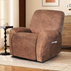 ANARACHON Leather Look Recliner Chair Covers, 4-Pieces Stretch Recliner Cover - Image 2