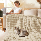 L'AGRATY Faux Rabbit Fur Throw Blanket - Image 3