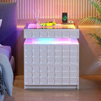 Night Stand with Charging Station and Smart RGB Lights, LED Nightstand with - Image 9