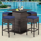 Tangkula 5 Piece Outdoor Rattan Bar Set, Patio Bar Furniture - Image 2