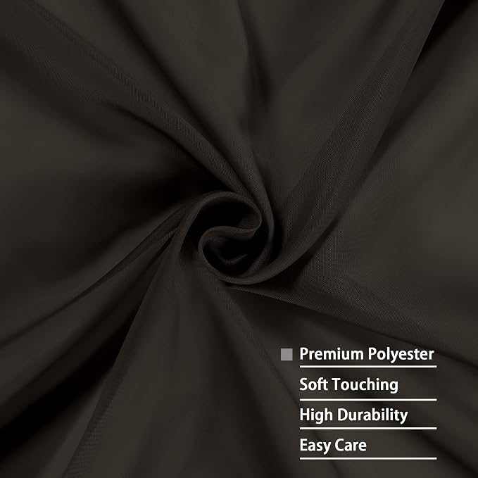 Sheer Chocolate Curtains, Sheer Curtains 90 Inches Long 2 Panels Set, Rod - Image 4
