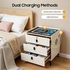 Smart Nightstand with Charging Station, Adjustable LED, USB Ports, Fingerprint - Image 3