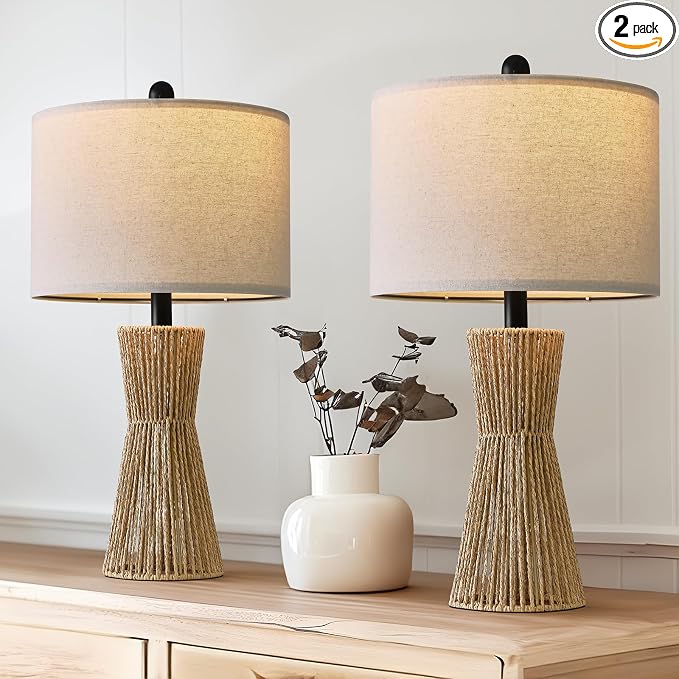 OYEARS 22.5" Table Lamps for Living Room, Boho Lamps Set of 2 for Bedrooms by OYEARS
