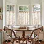 Taupe on Beige Linen Kitchen Curtains Rod Pocket 26W X 36L 2 Panels | Elisa - Image 3