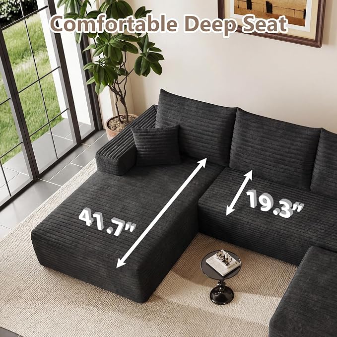 95" Cloud Sectional Couch U-Shaped Chaise - Image 5