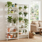 Homykic Double Wide Bamboo Bookshelf White, 6-Tier Large Open Bookcase - Image 7