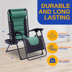 SereneLife Oversized Padded Zero Gravity Lounge Chair, Foldable Outdoor Patio - Image 3