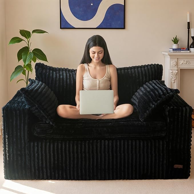 MAXYOYO 59" Bean Bag Sofa Couch, Loveseat Boneless Couch in a Box, Upholstered by MAXYOYO