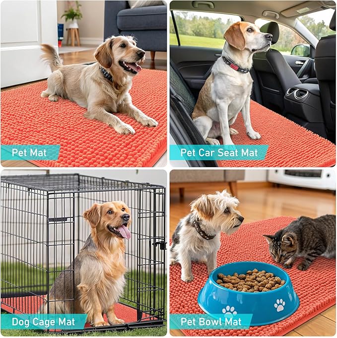OLANLY Dog Door Mat for Muddy Paws 70x46, Super Absorbent Chenille Mud Mat | - Image 7