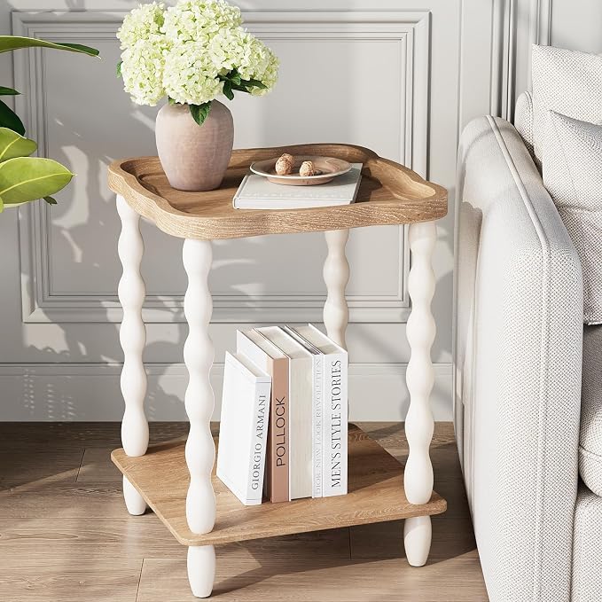 karlott End Table, 2-Tier Farmhouse Side Table, 18.9'' Handcrafted Weathered by KARLOTT