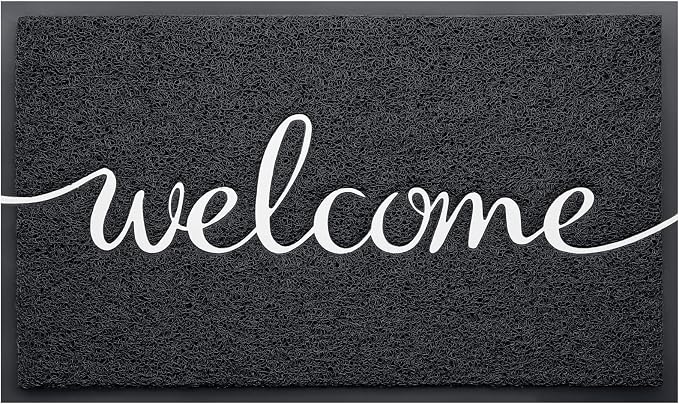 Black Door Mat Welcome Mats Outdoor Indoor Doormat by CozyBounty