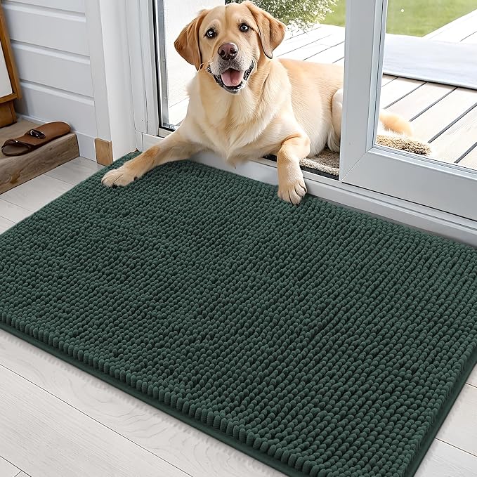 OLANLY Dog Door Mat for Muddy Paws 36x24, Super Absorbent Chenille Mud Mat | by OLANLY