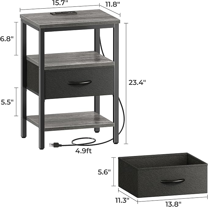 SUPERJARE Nightstand Set of 2, Bed Side Tables - Image 7