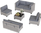 6-Seat Modular Patio Furniture Set – Outdoor Wicker Sectional Sofa - Image 9