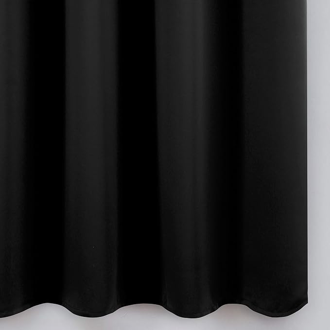 Black Blackout Curtains 34 x 63 Inch Length/Set of 2 Curtain Panels/Thermal - Image 9