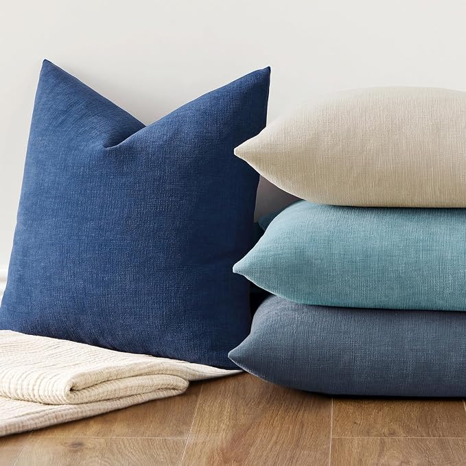 MIULEE Navy Blue Chenille Couch Throw Pillow Covers, 16x16 | Set of 2, Soft - Image 7
