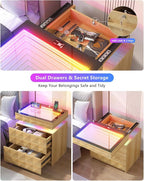 HWB Nightstand with RGB Lights, 3 Drawers Night Stand with Hidden Storage - Image 6
