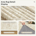 Soalmost 5x7 Area Rugs Beige/Ivory Washable Trendy Faded Style Floral Rugs | - Image 6