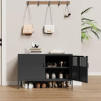 Metal Storage Cabinet, 2 Door TV Stand, Metal Mesh Accent Cabinet, Magnetic - Image 5