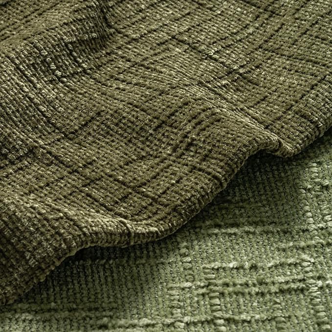 MIULEE Chenille Textured Throw Pillow Covers Olive Green 20x20 Set of 2 | - Image 2