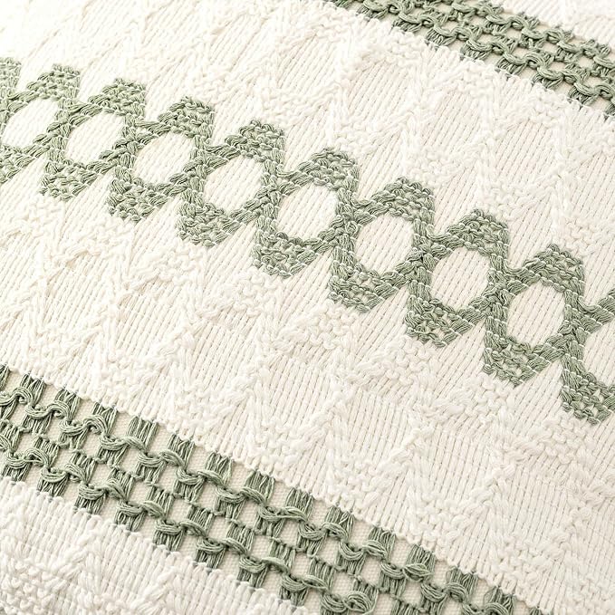 MIULEE Set of 2 Sage Green Boho Decorative Lumbar Pillow Covers 12x24 Inch | - Image 7