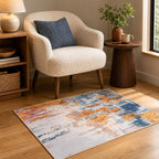 Entrance Rugs Indoor 2x3 Orange Blue Entry Rug Washable Abstract Small Area Rug - Image 3