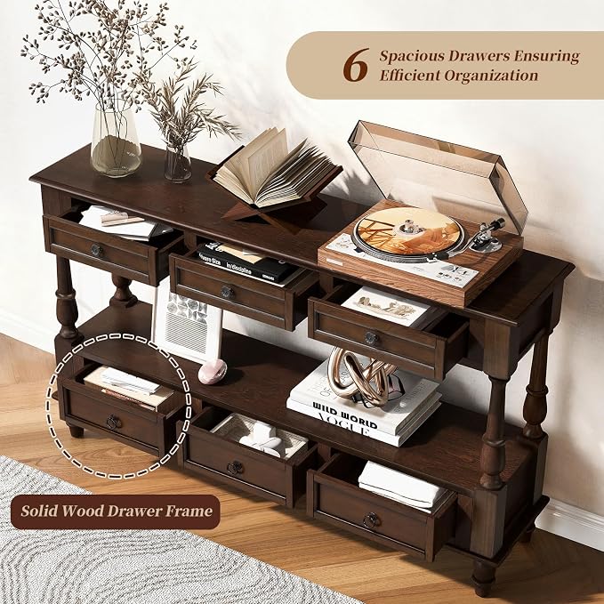 Vintage Solid Wood Console Table - Image 5