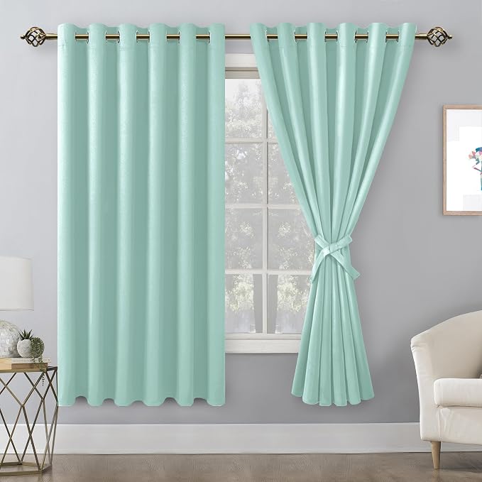 Room Darkening Curtains for Bedroom, 70 x 63 Inches, 2 Panels, Aqua | Thermal - Image 8