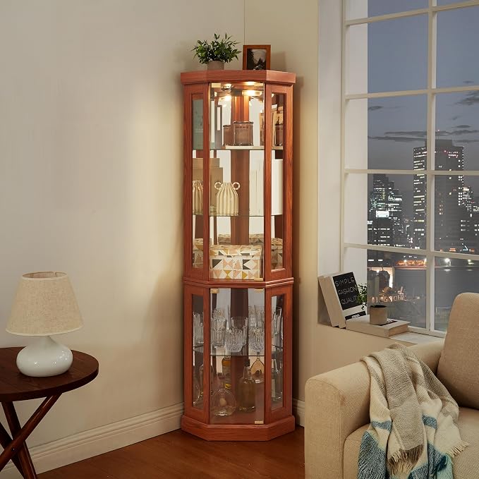 Glass Corner Display Cabinet by NALLBEIRRAA