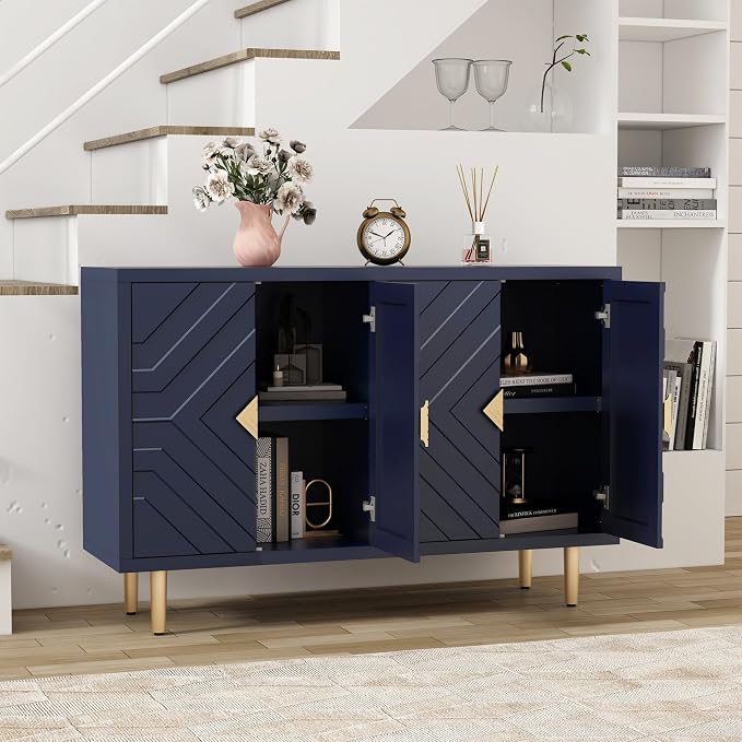 HLR 48" Accent Cabinet with 4 Doors and Shelves, Modern Sideboard Buffet - Image 5