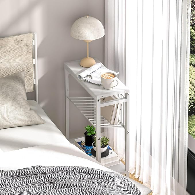 End Table Set of 2 for Small Space, 3-Tier Narrow Side Table - Image 8