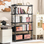 HCHQHS Bookshelf, 5-Tier Industrial Bookcase, Freestanding Tall Bookshelves - Image 4