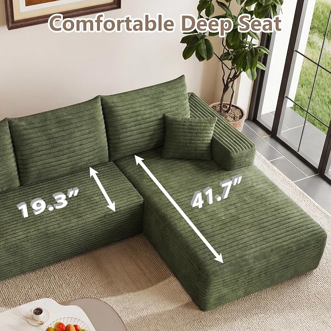 95" Cloud Sectional Couch with L-Shape Chaise, Modular Comfy Sofa Chaise Longue - Image 5