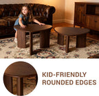 Honyee Nesting Coffee Table Set of 2, Modern Walnut Wood Veneer Coffee Table - Image 6