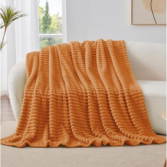 BEDELITE Fall Twin Blanket for Couch & Bed, Burnt Orange, Warm Yet Lightweight - Image 7