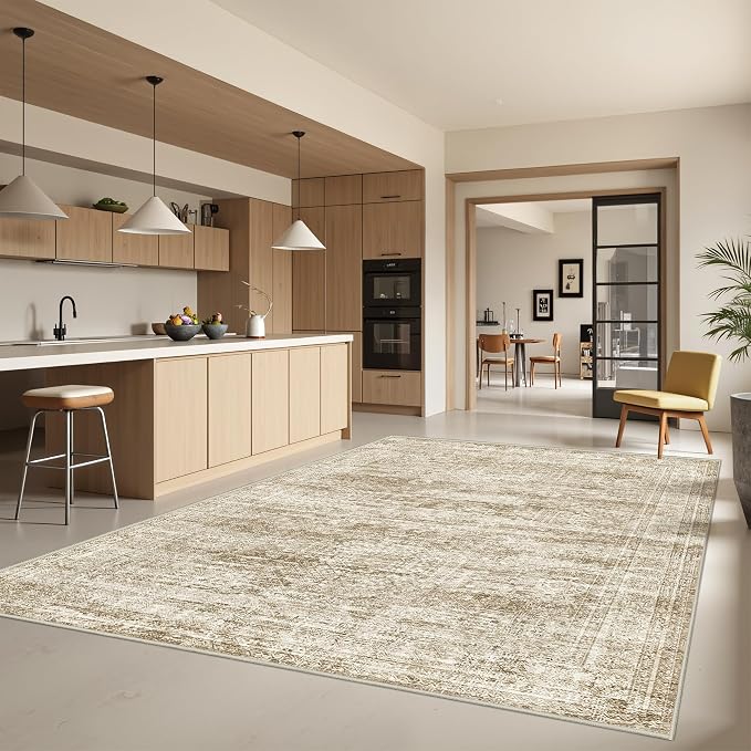 6x9 Area Rugs for Living Room, Large Washable Rug, Dining Room, Low Pile by Restydon