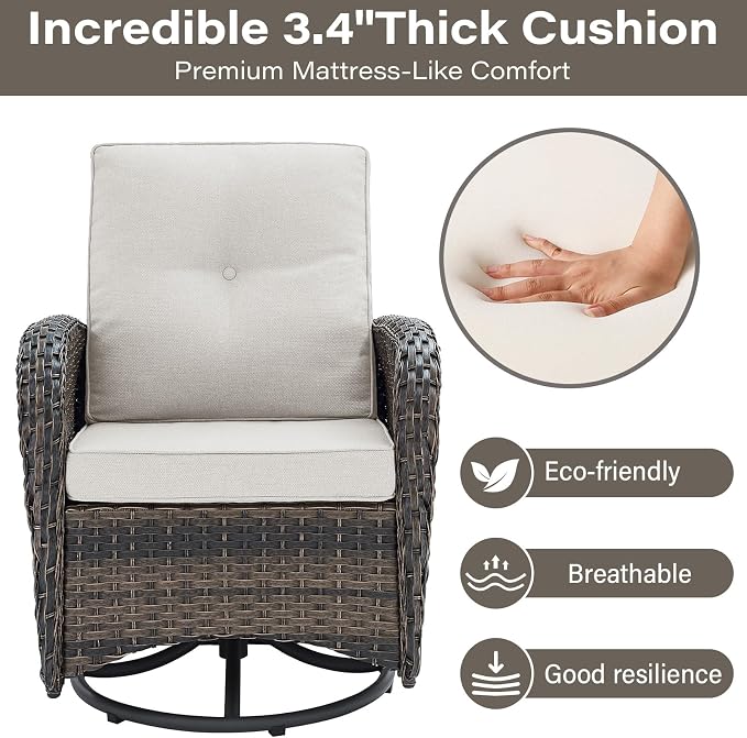 Belord 5 Piece Swivel Rocker Glider Outdoor Chairs Set of 2 - Image 4