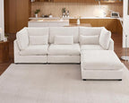 115" Oversized Chenille Couch Modular Sectional Sofa, Washable Cloud Couch by CHICHOUSE