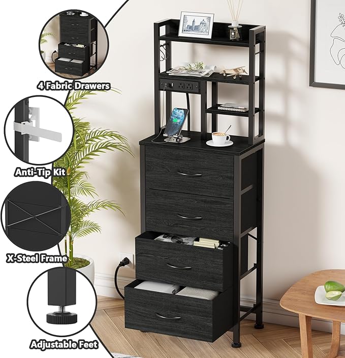 Furnulem Nightstands Set of 2, Tall Night Stand - Image 8
