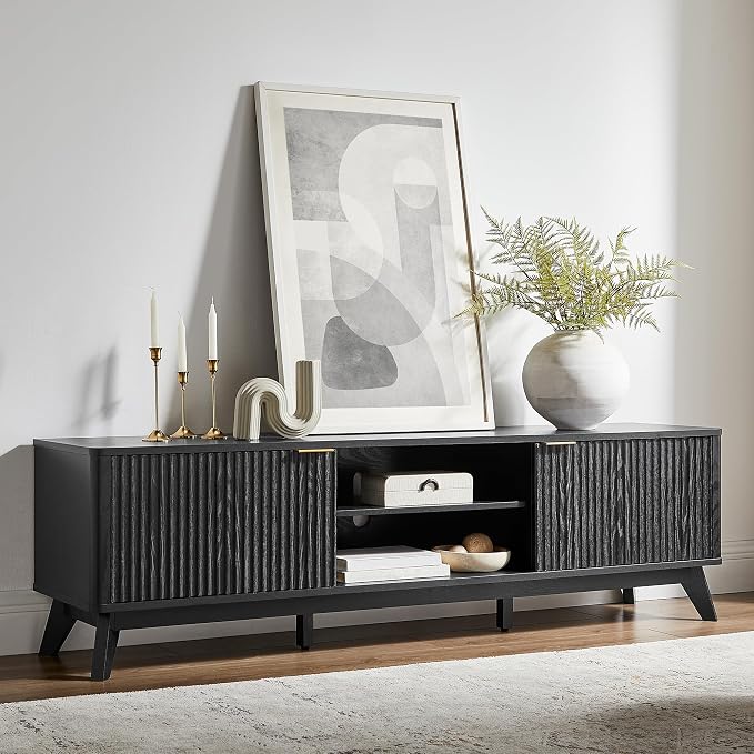 OKD 70" Mid Century Modern Fluted TV Stand, Entertainment Center, Media Console by OKD