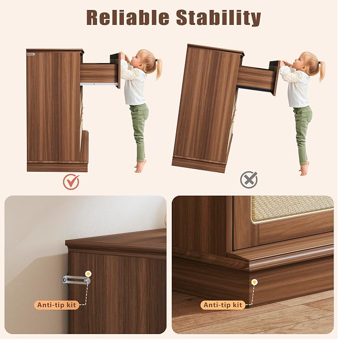 HUAHUU 9 Drawer Dresser for Bedroom, 60 Inch Long Dressers & Rattan Chest of - Image 7