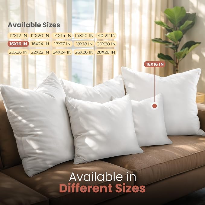 Utopia Bedding 16x16 Pillow Inserts, 2 Pack | Indoor cushion inserts - Image 6