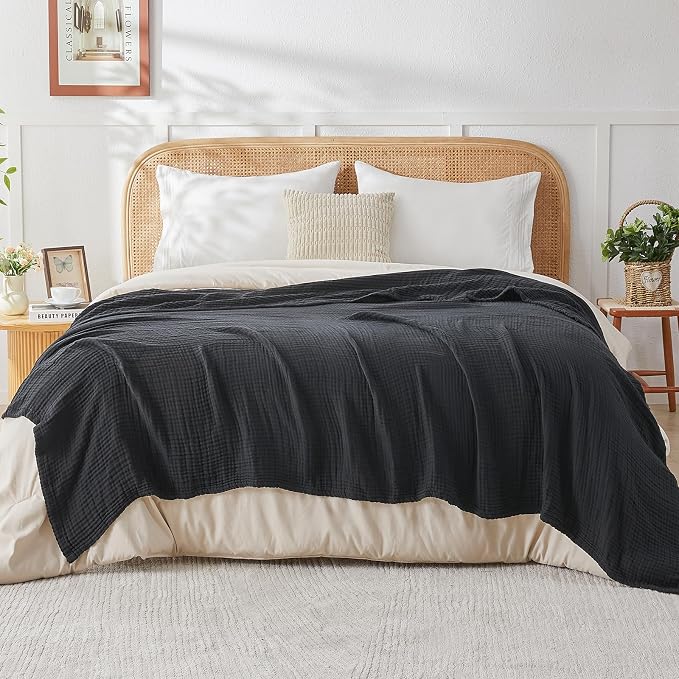EMME Muslin Blankets for Adults Throw Blanket for Couch Breathable Gauze Soft - Image 6