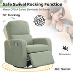 Swivel Rocker Recliner, Oversized Manual Boucle Nursery Glider Rocking Recliner - Image 3