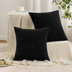 MIULEE Black Chenille Couch Throw Pillow Covers, 18x18 | Set of 2, Soft - Image 2
