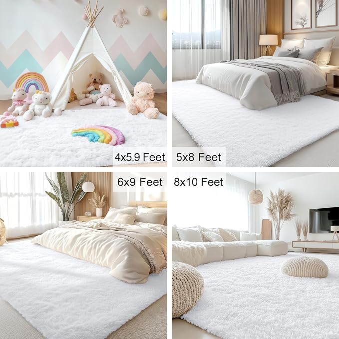 OLANLY 2x2 Machine Washable Small Rug, Soft Fluffy Shaggy Throw Rug - Image 5